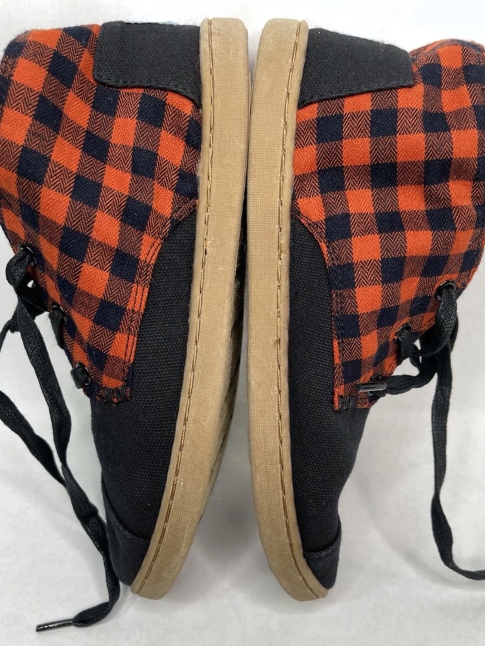 Toms Unisex Girls Boys Youth 340814 Black Orange Plaid Ankel Boot Shoes Sz. 4 Y